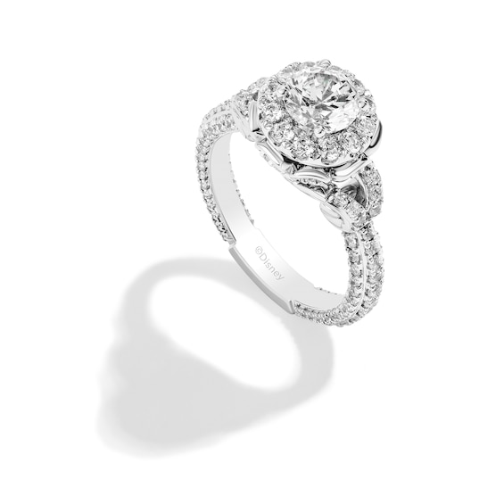 Enchanted Disney Ballroom Cinderella 2-1/2 CT. T.w. Diamond Floral Frame Split Shank Engagement Ring in 14K White Gold