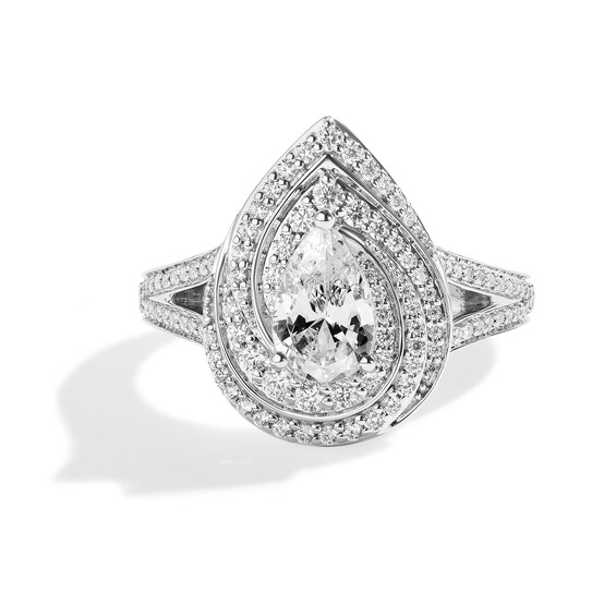 Enchanted Disney Ballroom Moana 2 CT. T.w. Diamond Bypass Frame Split Shank Engagement Ring in 14K White Gold