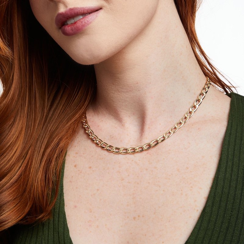 Main Image 2 of 7.5mm Curb Chain Necklace in Hollow 14K Gold