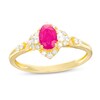 Thumbnail Image 1 of Oval Ruby and 1/4 CT. T.W. Diamond Frame Ring in 10K Gold