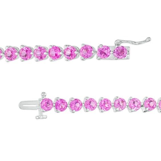 4.0mm Pink Lab-Created Sapphire Line Bracelet in Sterling Silver â 7.25"