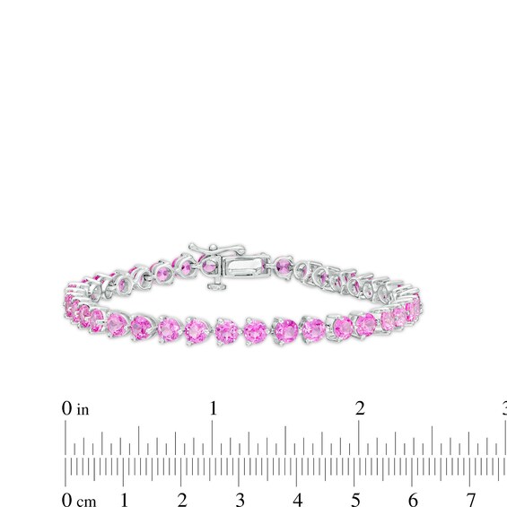 4.0mm Pink Lab-Created Sapphire Line Bracelet in Sterling Silver â 7.25"