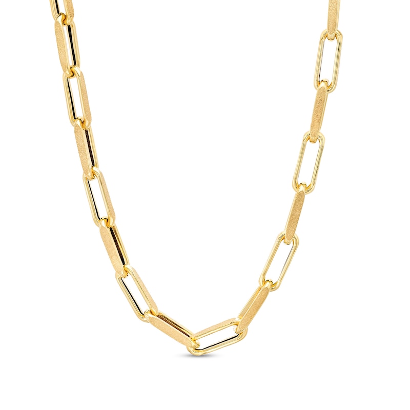 2.0mm Hollow Paper Clip Cheval Chain Necklace in 10K Gold - 18"