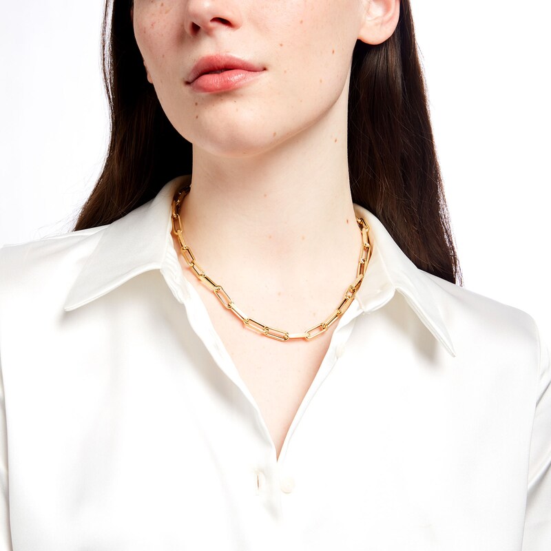 2.0mm Hollow Paper Clip Cheval Chain Necklace in 10K Gold - 18"