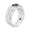 Thumbnail Image 3 of Vera Wang Men's 3/4 CT. Emerald-Cut Black Diamond Solitaire Wedding Band in 14K White Gold