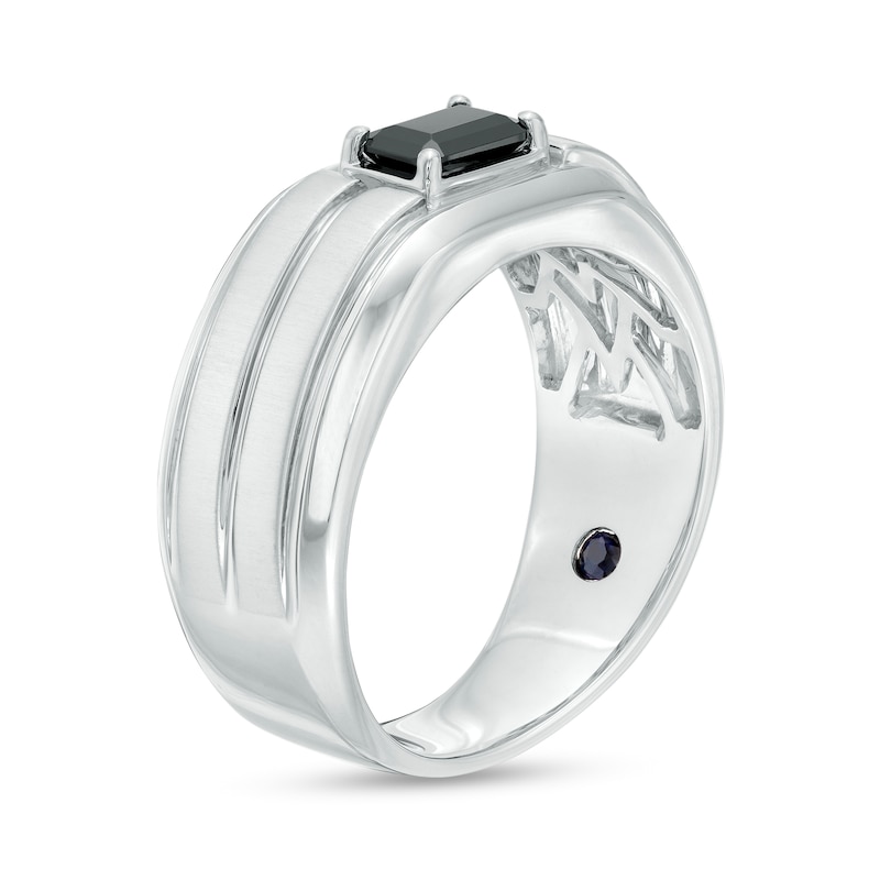 Main Image 3 of Vera Wang Men's 3/4 CT. Emerald-Cut Black Diamond Solitaire Wedding Band in 14K White Gold