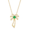 Thumbnail Image 1 of Emerald and 1/15 CT. T.W. Diamond Palm Tree Pendant in 10K Gold