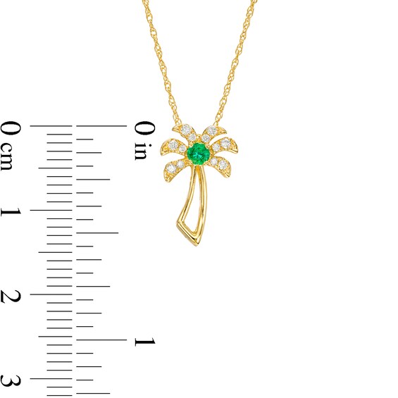 Emerald and 1/15 CT. T.w. Diamond Palm Tree Pendant in 10K Gold