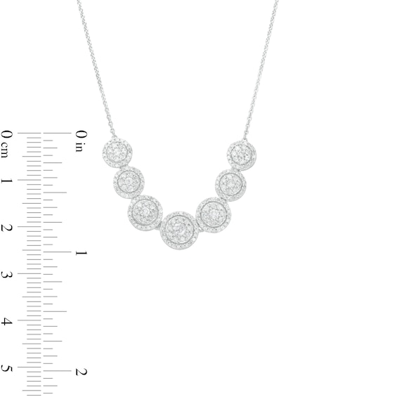 1 CT. T.w. Multi-Diamond Frame Seven Circle Graduated Necklace in 10K White Gold