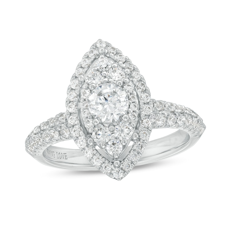 Main Image 1 of Vera Wang Love Collection 1-1/4 CT. T.W. Multi-Diamond Marquise Frame Engagement Ring in 14K White Gold