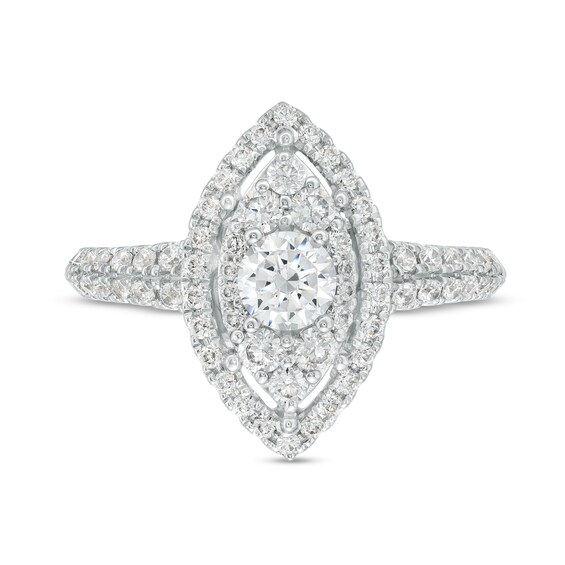 Vera Wang Love Collection 1-1/4 CT. T.w. Multi-Diamond Marquise Frame Engagement Ring in 14K White Gold
