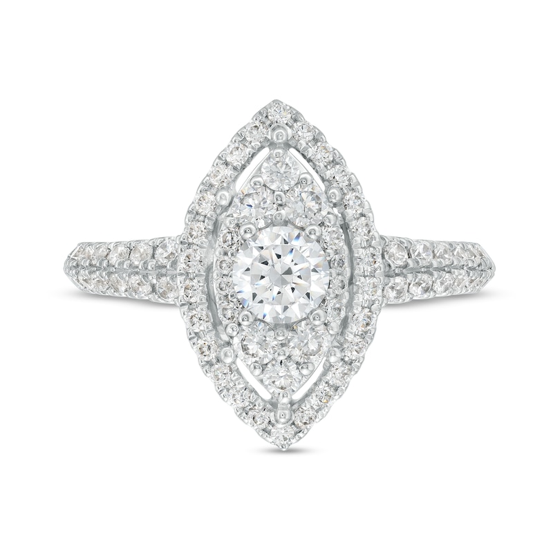 Main Image 4 of Vera Wang Love Collection 1-1/4 CT. T.W. Multi-Diamond Marquise Frame Engagement Ring in 14K White Gold