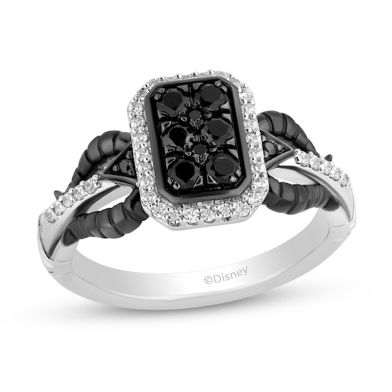 Enchanted Disney Villains Maleficent 1/2 CT. T.w. Black and White Multi-Diamond Ring in Sterling Silver