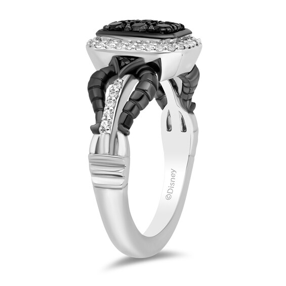 Enchanted Disney Villains Maleficent 1/2 CT. T.w. Black and White Multi-Diamond Ring in Sterling Silver