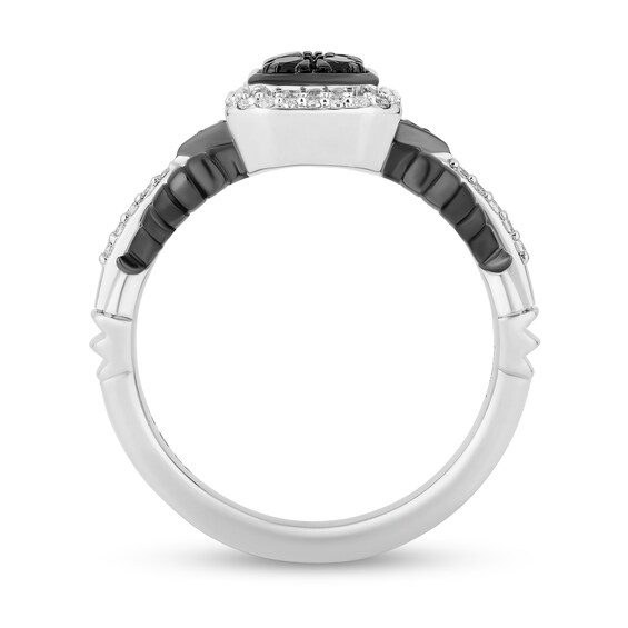 Enchanted Disney Villains Maleficent 1/2 CT. T.w. Black and White Multi-Diamond Ring in Sterling Silver