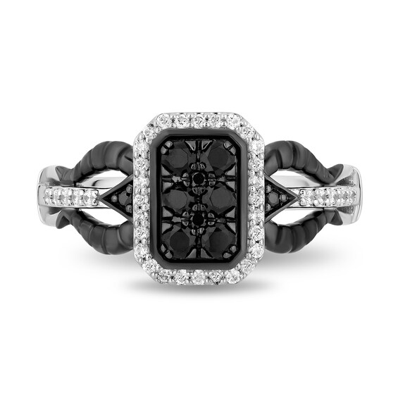 Enchanted Disney Villains Maleficent 1/2 CT. T.w. Black and White Multi-Diamond Ring in Sterling Silver