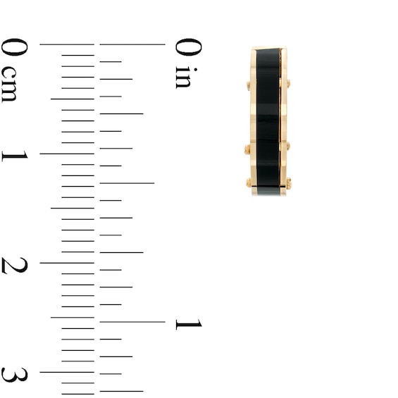 2.5mm Black Enamel Huggie Hoop Earrings in 10K Gold