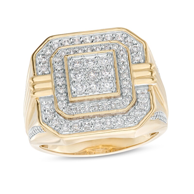 Main Image 1 of 1 CT. T.W. Square Multi-Diamond Double Octagon Frame Ring in 10K Gold