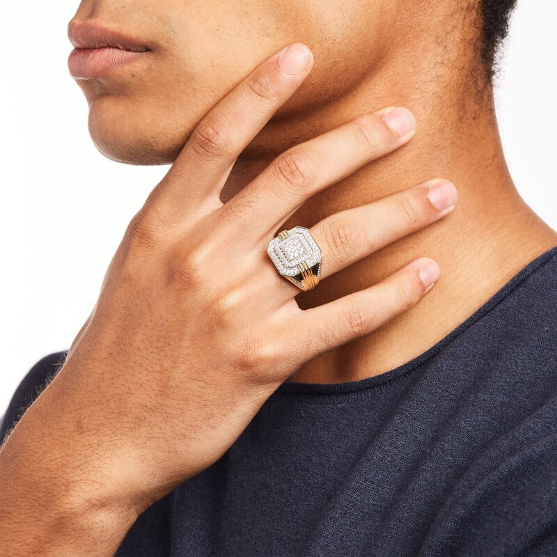 Main Image 2 of 1 CT. T.W. Square Multi-Diamond Double Octagon Frame Ring in 10K Gold