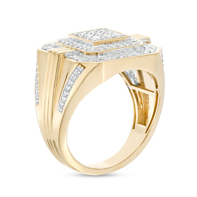 Main Image 3 of 1 CT. T.W. Square Multi-Diamond Double Octagon Frame Ring in 10K Gold