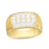 Thumbnail Image 0 of Men's 3/4 CT. T.W. Diamond Quadruple Row Stepped Shank Band in 10K Gold