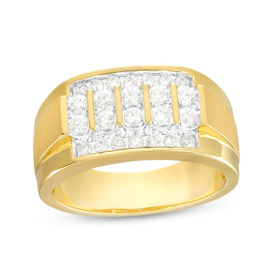 3/4 CT. T.w. Diamond Quadruple Row Stepped Shank Band in 10K Gold