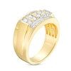 Thumbnail Image 2 of Men's 3/4 CT. T.W. Diamond Quadruple Row Stepped Shank Band in 10K Gold