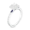 Thumbnail Image 3 of Vera Wang Love Collection 3/4 CT. T.W. Asscher-Cut Diamond and Blue Sapphire Frame Engagement Ring in 14K White Gold