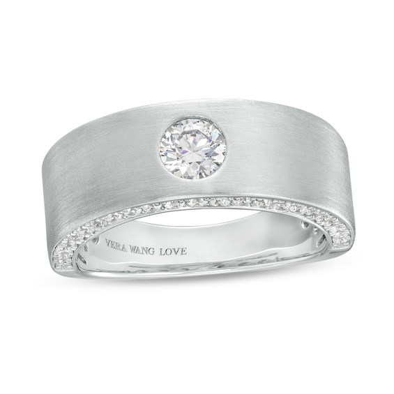 Vera Wang Men's 1 CT. T.w. Certified Lab-Grown Diamond Solitaire Wedding Band in 14K White Gold (F/Sv2)