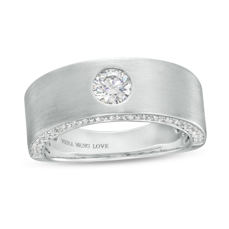 Main Image 1 of Vera Wang Men's 1 CT. T.W. Certified Lab-Grown Diamond Solitaire Wedding Band in 14K White Gold (F/SV2)