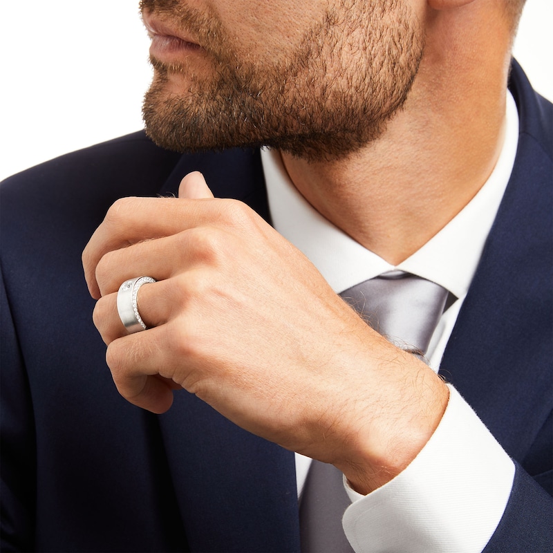 Main Image 2 of Vera Wang Men's 1 CT. T.W. Certified Lab-Grown Diamond Solitaire Wedding Band in 14K White Gold (F/SV2)