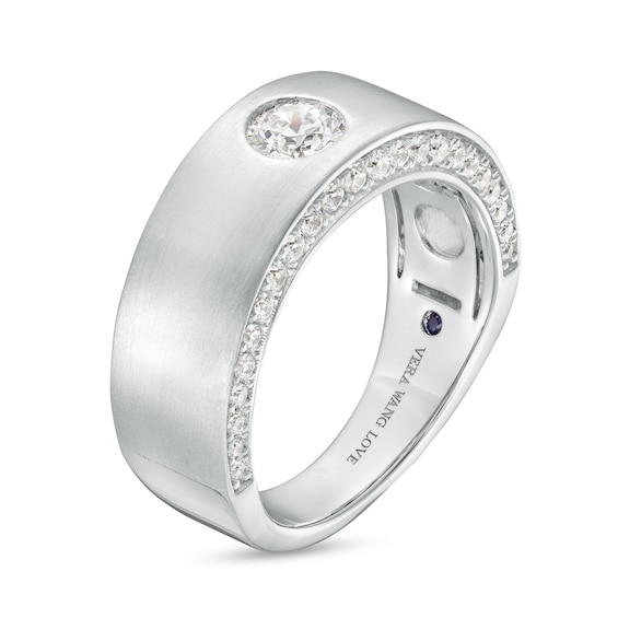 Vera Wang Men's 1 CT. T.w. Certified Lab-Grown Diamond Solitaire Wedding Band in 14K White Gold (F/Sv2)