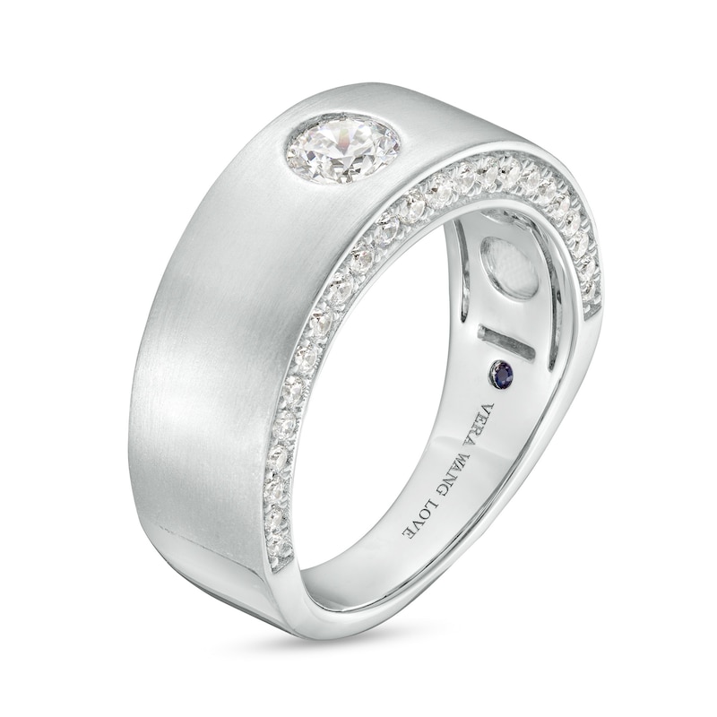 Main Image 3 of Vera Wang Men's 1 CT. T.W. Certified Lab-Grown Diamond Solitaire Wedding Band in 14K White Gold (F/SV2)