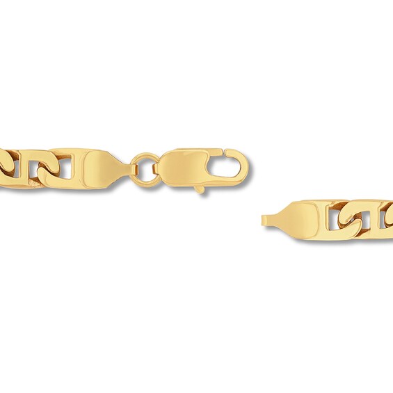 6.5mm Flat Mariner Chain Bracelet in Stainless Steel with Yellow Ion Plate - 8.5"