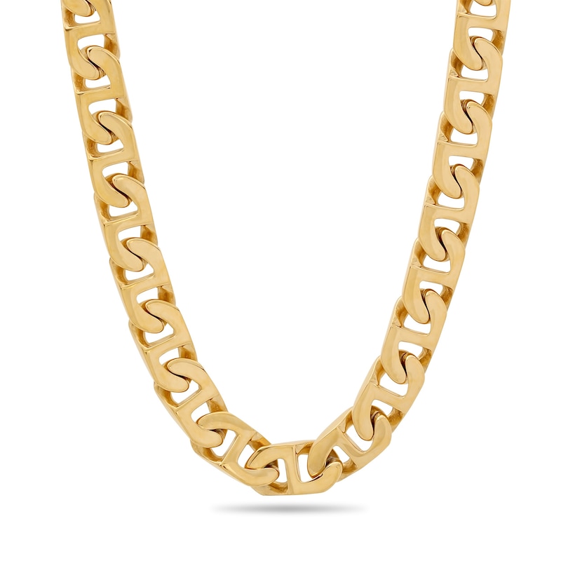 Main Image 1 of Men's 6.5mm Flat Mariner Chain Necklace in Stainless Steel with Yellow Ion Plate - 24"