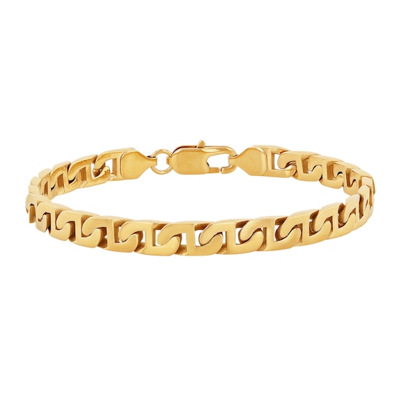 6.5mm Flat Mariner Chain Bracelet in Stainless Steel with Yellow Ion Plate - 8.5"