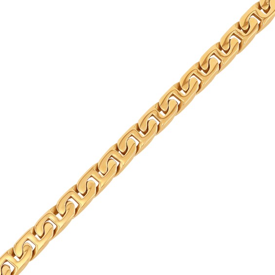 6.5mm Flat Mariner Chain Bracelet in Stainless Steel with Yellow Ion Plate - 8.5"