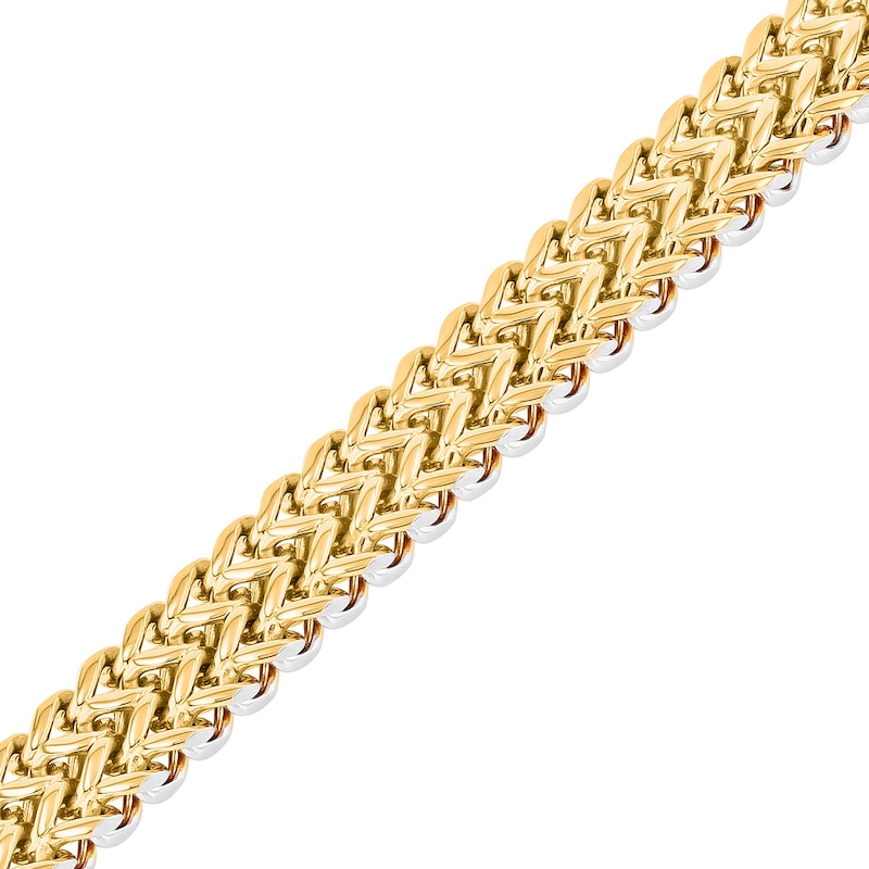 Main Image 2 of Men's 12.0mm Double Franco Chain Bracelet in Stainless Steel and Yellow Ion Plate - 8.5"