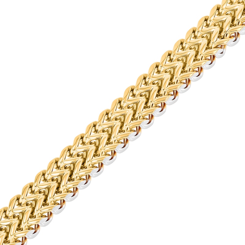 Men's 12.0mm Double Franco Chain Bracelet in Stainless Steel and Yellow Ion Plate - 8.5"