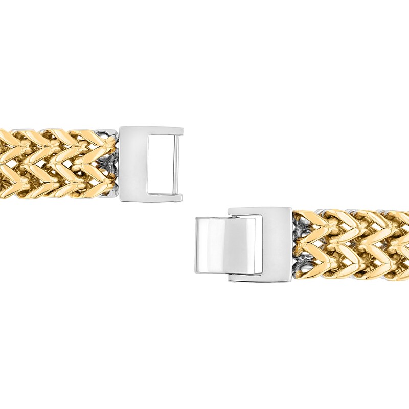 Main Image 3 of Men's 12.0mm Double Franco Chain Bracelet in Stainless Steel and Yellow Ion Plate - 8.5"