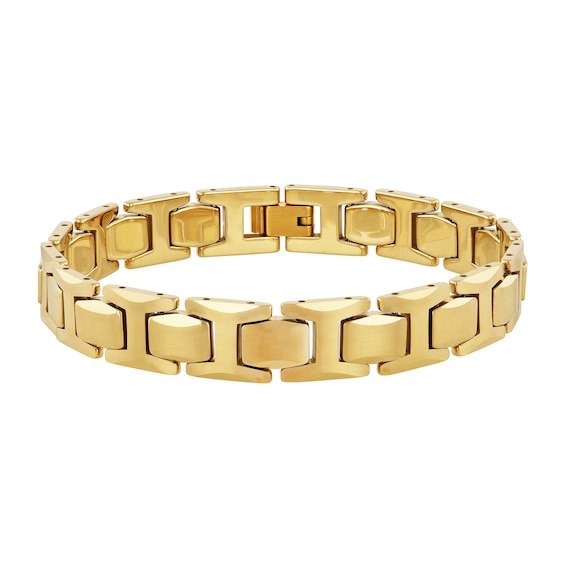 11.0mm H-Link Bracelet in Tungsten with Yellow Ion Plate - 8.5"