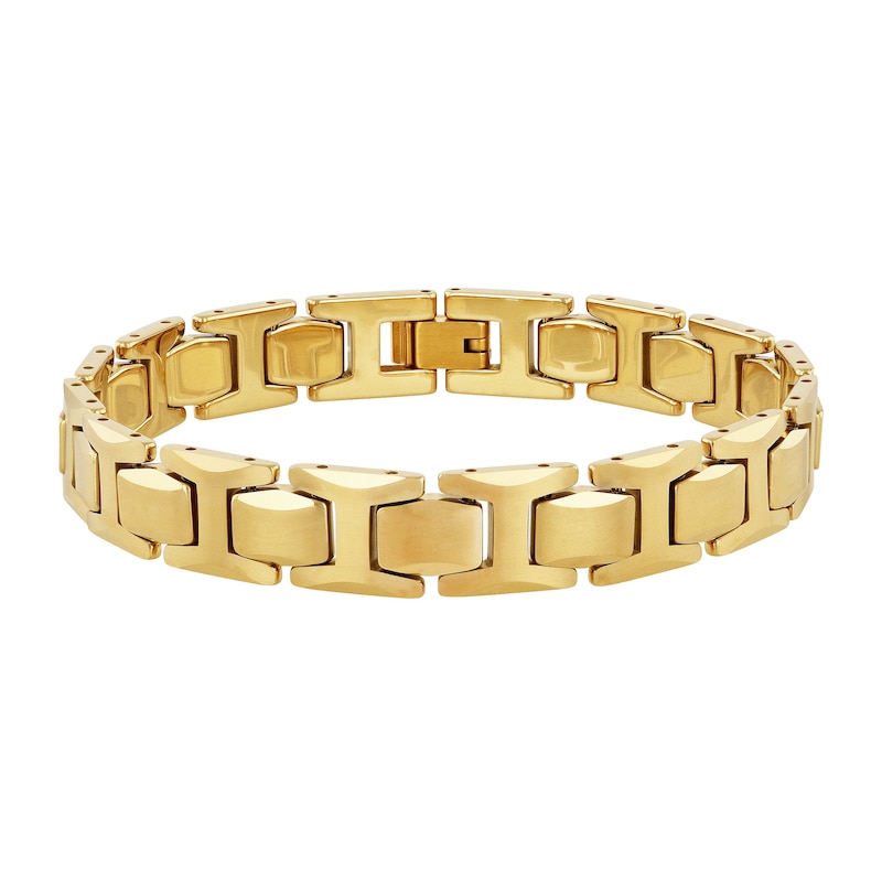 Main Image 1 of Men's 11.0mm H-Link Bracelet in Tungsten with Yellow Ion Plate - 8.5"