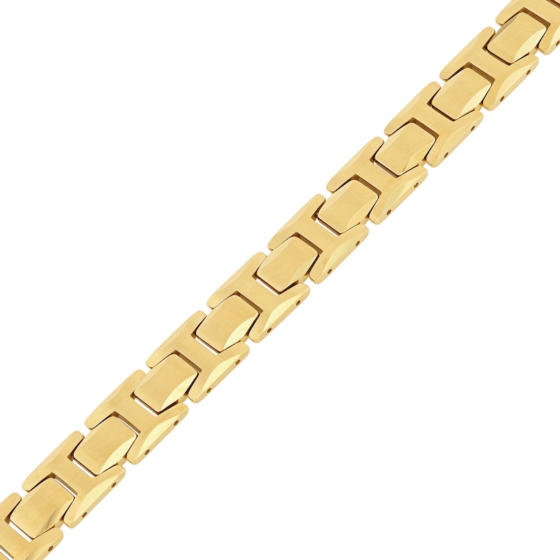 Main Image 2 of Men's 11.0mm H-Link Bracelet in Tungsten with Yellow Ion Plate - 8.5"