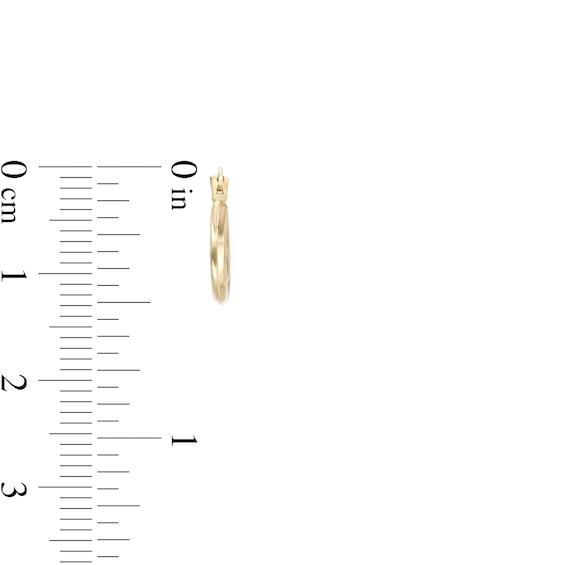 Child's Cubic Zirconia Solitaire Stud and Tube Hoop Earrings Set in 14K Gold