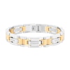 Thumbnail Image 1 of Men's 1/6 CT. T.W. Diamond Link Bracelet in Stainless Steel and Yellow Ion Plate - 8.5"