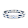 Thumbnail Image 1 of Men's 1/3 CT. T.W. Diamond Link Bracelet in Stainless Steel and Blue Ion Plate - 8.5"