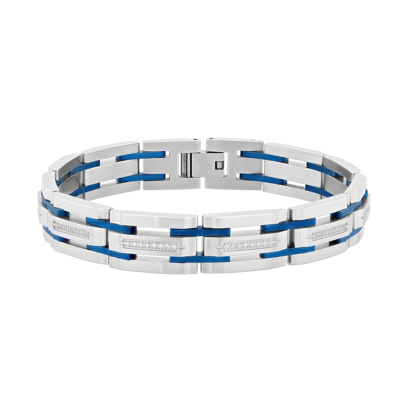 Double Sided Stainless Steel Blue IP & Black IP Reversible Bracelet