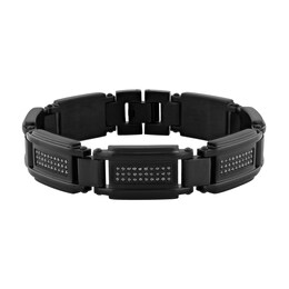 1 CT. T.W. Black Diamond Link Bracelet in Stainless Steel with Black Ion Plate - 8.5"