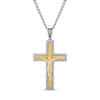 Thumbnail Image 0 of Men's Multi-Finish Crucifix Cross Pendant in Stainless Steel and Yellow Ion Plate - 24"