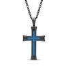 Thumbnail Image 0 of Men's Inlay Cross Pendant in Stainless Steel with Black and Blue Ion Plate - 24"